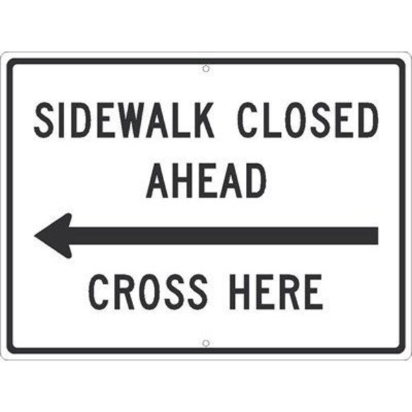 Nmc Sidewalk Closed Ahead Cross Here With Arrow Sign, TM513K TM513K